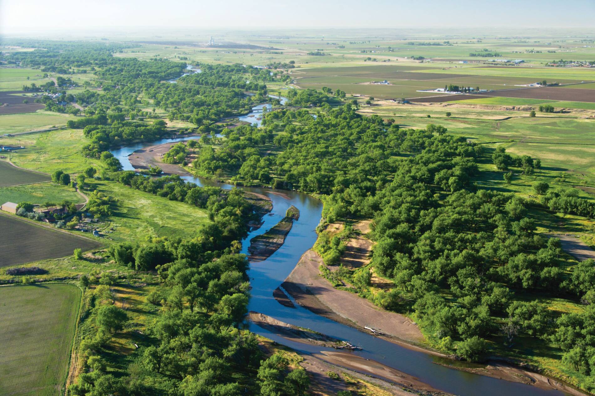 Aerial view of the South Platte River