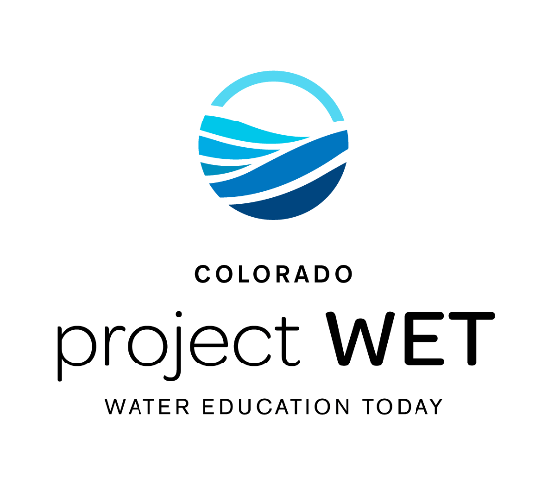 Blue circle logo with text for Colorado project WET Water education today