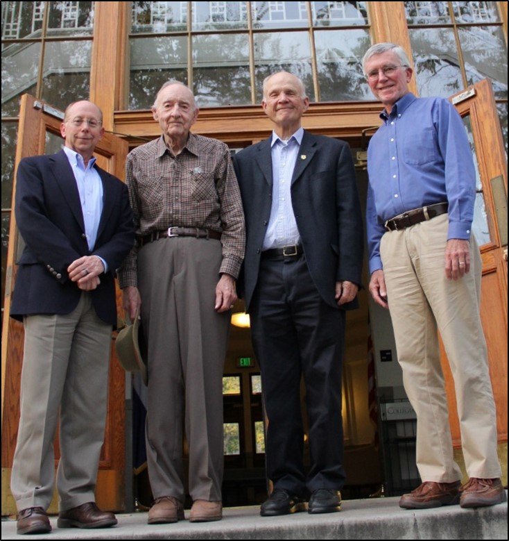 Four of the five current and former Colorado Water Center directors: Reagan Waskom, Norm Evans, Neil Grigg, and Robert Ward. Photo by Lindsey Middleton